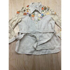 VTG Embroidered Western Boho Blouse Sz 16 Floral Rare Gino Rossi Cottage Core